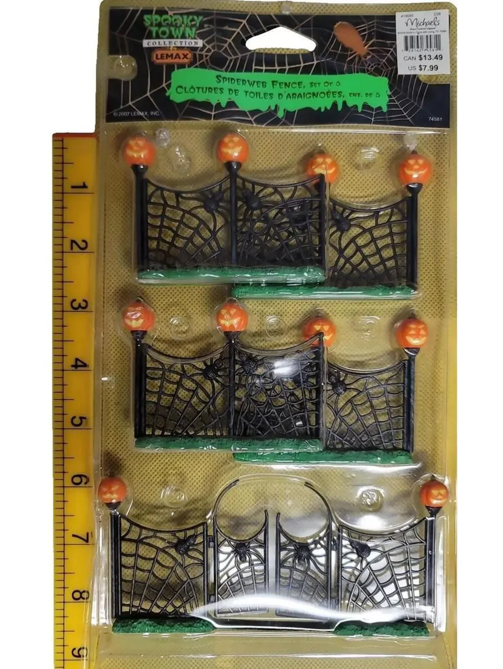 Retired Lemax Spooky Town Spiderweb Fence Halloween Decoration, 1 Pk of 5 Pieces